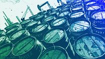 Barrels of crude oil, illustration