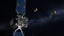 Artist's impression of ESA's Hera asteroid mission for planetary defence 