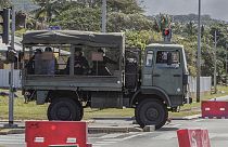 French gendarmes patrol the streets in Noumea, New Caledonia, Thursday May, 16, 2024.