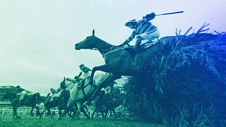 Horses compete on the third day of the Grand National Horse Racing meeting at Aintree racecourse, near Liverpool, April 2024