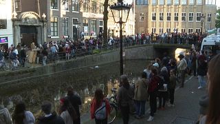 Students protesting in Amsterdam