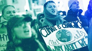 Demonstrators shout slogans during a demonstration against the World Economic Forum in Davos, January 2024