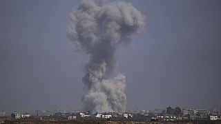 Smoke rises following an Israeli airstrike in the Gaza Strip, as seen from southern Israel Tuesday, May 21, 2024.