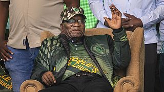 Former South African President Jacob Zuma at the launch of his newly formed uMkhonto weSizwe (MK) party's manifesto Saturday, May 18, 2024.