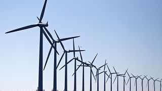 Wind turbines at Flakfortet near Copenhagen. 