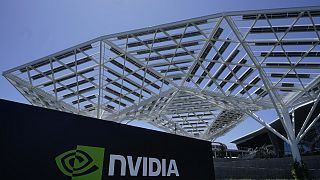 NVIDIA’s Silicon Valley campus, seen from San Tomas Expressway in Santa Clara, California