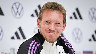 Germany's head coach Julian Nagelsmann attends a press conference of the German national soccer team in Herzogenaurach, German, Sunday, June 2, 2024.