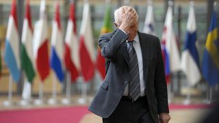 European Union foreign policy chief Josep Borrell arrives for a meeting of EU foreign ministers at the European Council building in Brussels, Monday, May 27, 2024.