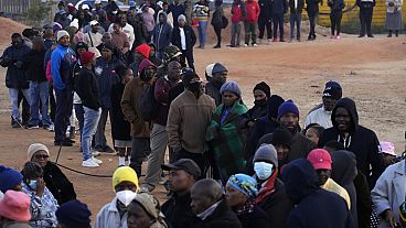 Voters line up to cast their ballot for general elections in Alexandra, near Johannesburg, South Africa, Wednesday, May 29, 2024.