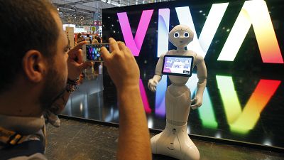 Robots on display at the Viva Technology fair in Paris.