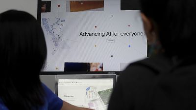 A Google employee gives a demonstration on artificial intelligence at the Google I/O conference in Mountain View, California.