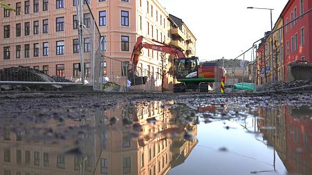 A construction site at Klosterenga Park, Oslo, Norway