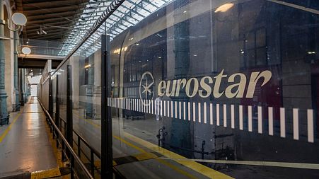 A Eurostar train at Gare du Nord train station.