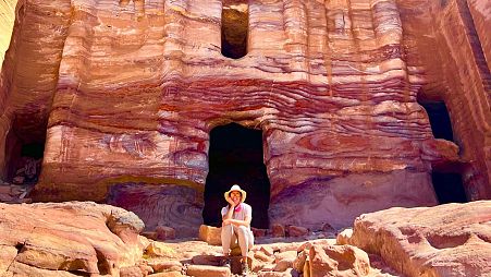 The rainbow-coloured Silk Tomb is part of a series of royal tombs inside Petra.